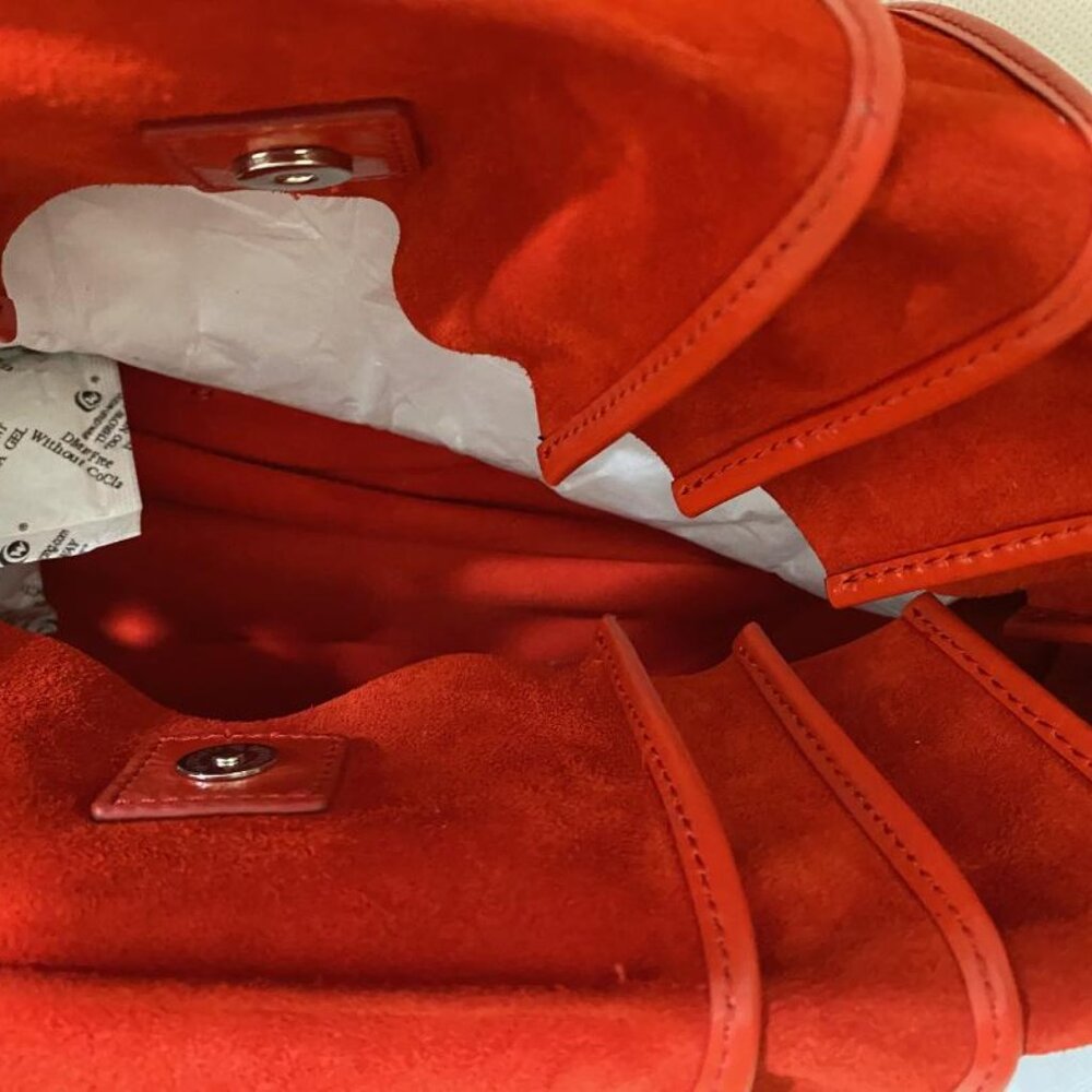 Staud NWT Wells Convertible Shoulder BAG/ Clutch Suede Red Rose (ORIG. $395) - Picture 5 of 6